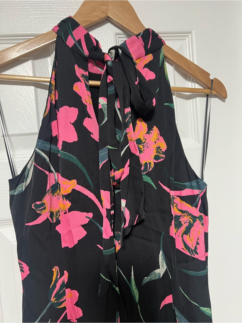 Milly Adrian Floating Botanica Floral Halter Midi Dress Black Pink Size 8 - Picture 7 of 9
